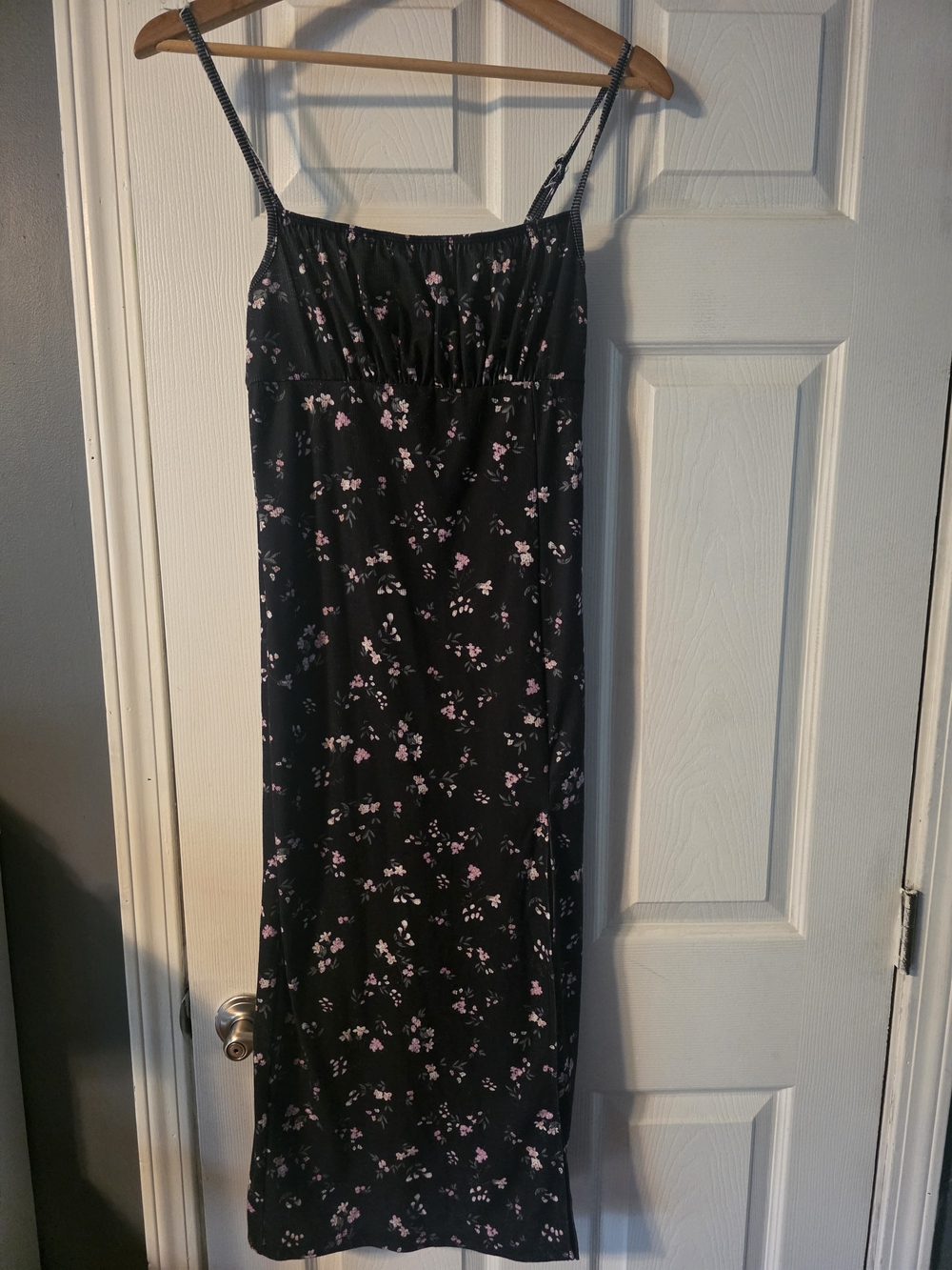 SHEIN Black Maxi Dress with Pink Floral Print